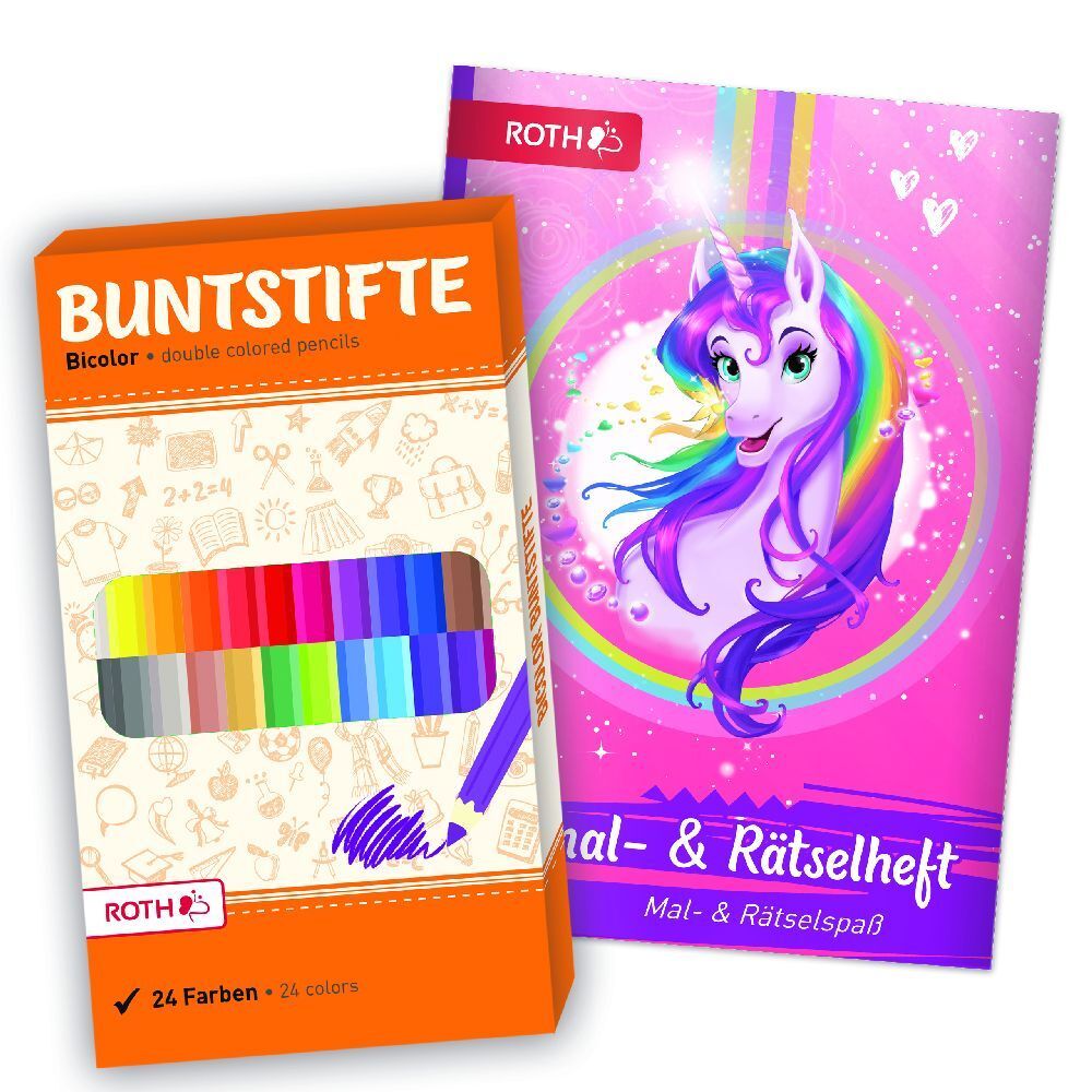 Ausmal-Sets mit Buntstiften Einhornportrait