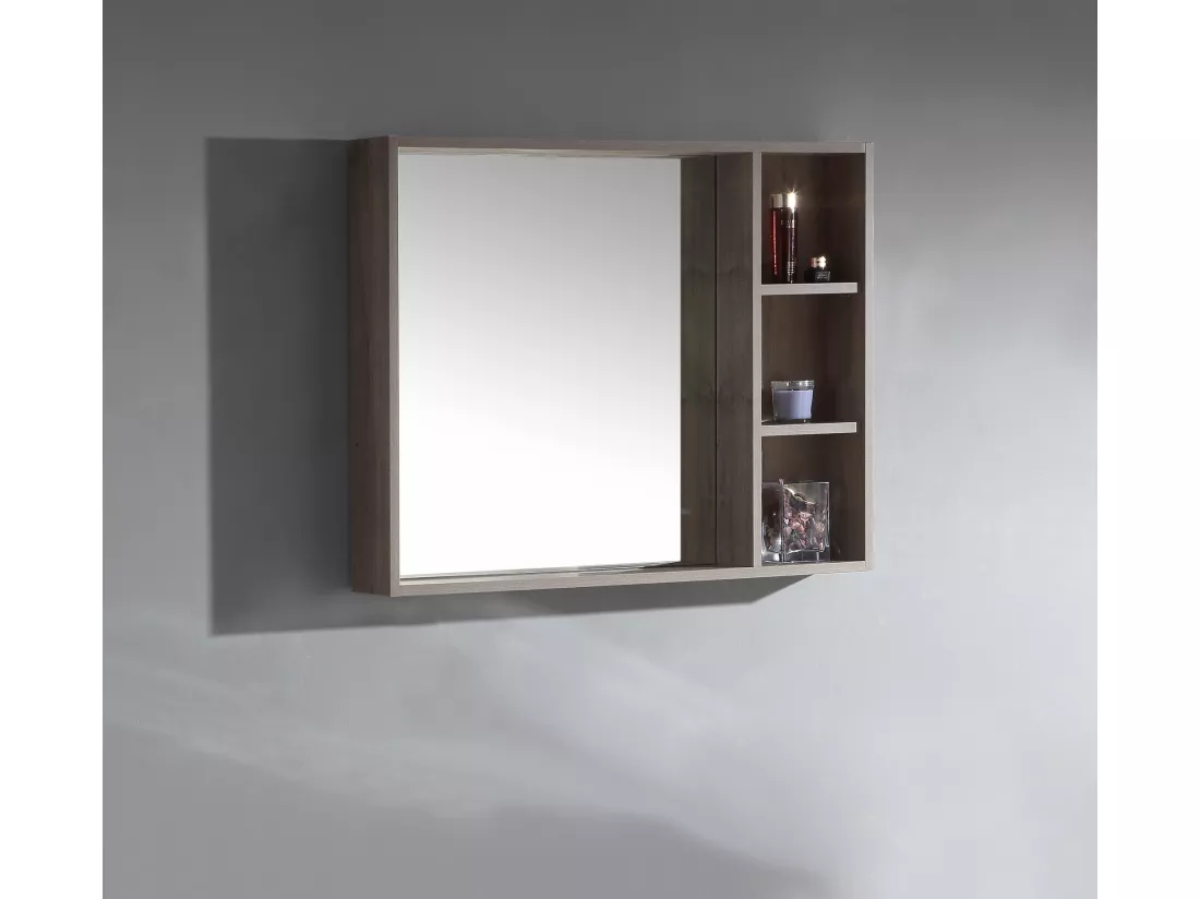Miroir avec rangement 80 cm chêne gris Aquanoma