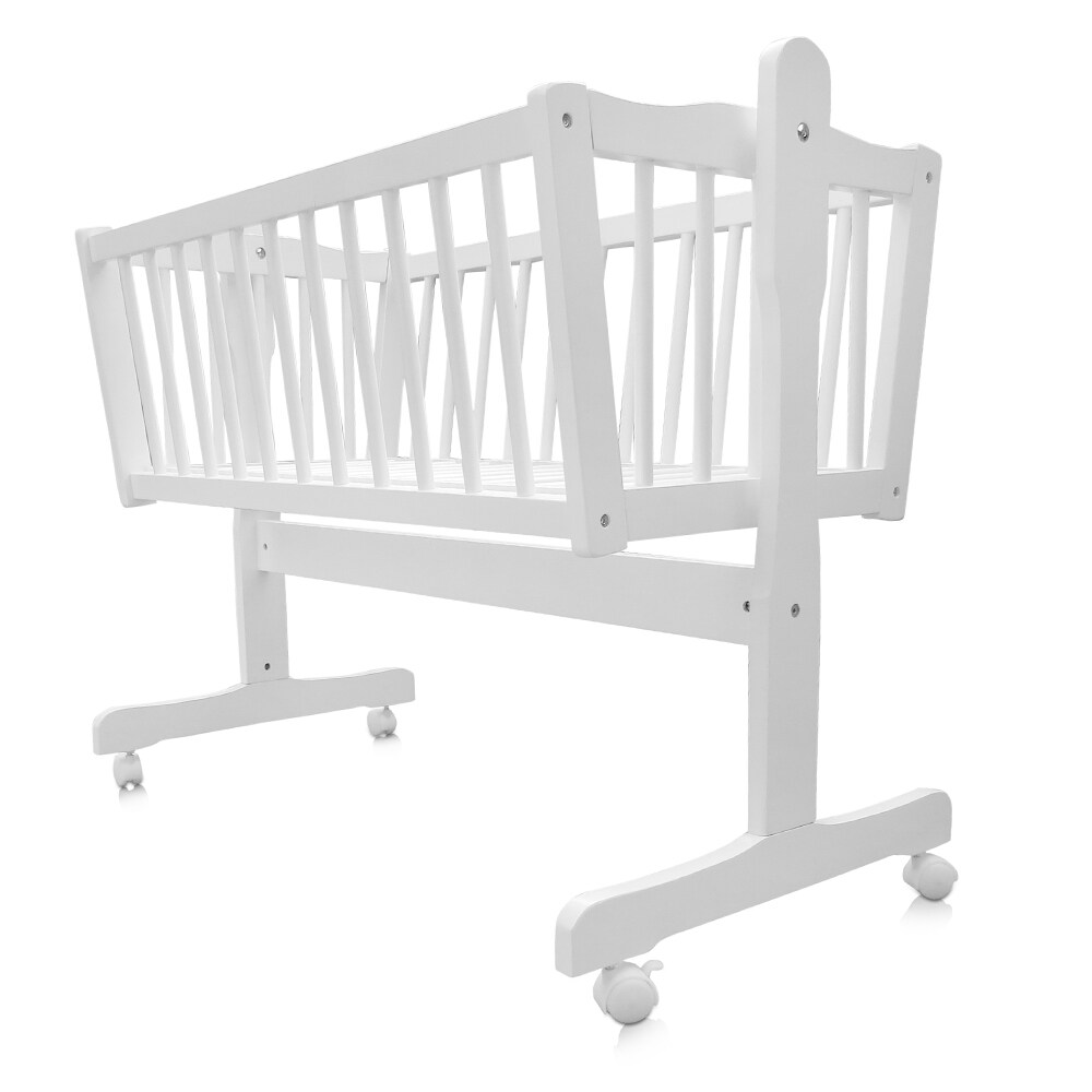Baby Wiege Kinder Bett Stubenwagen Beistellbett + 9 tlg. Zubehör Weiß Grau