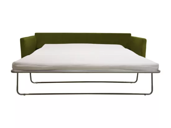 Villabon - Canapé convertible 4 places en velours pieds bois foncé - Vert olive