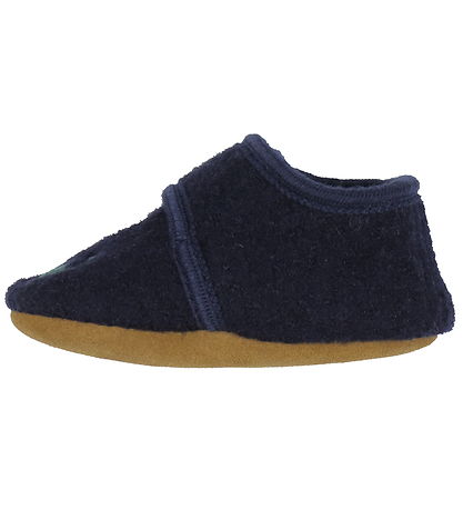 En Fant Hausschuhe - Wolle - Navy m. Dinos
