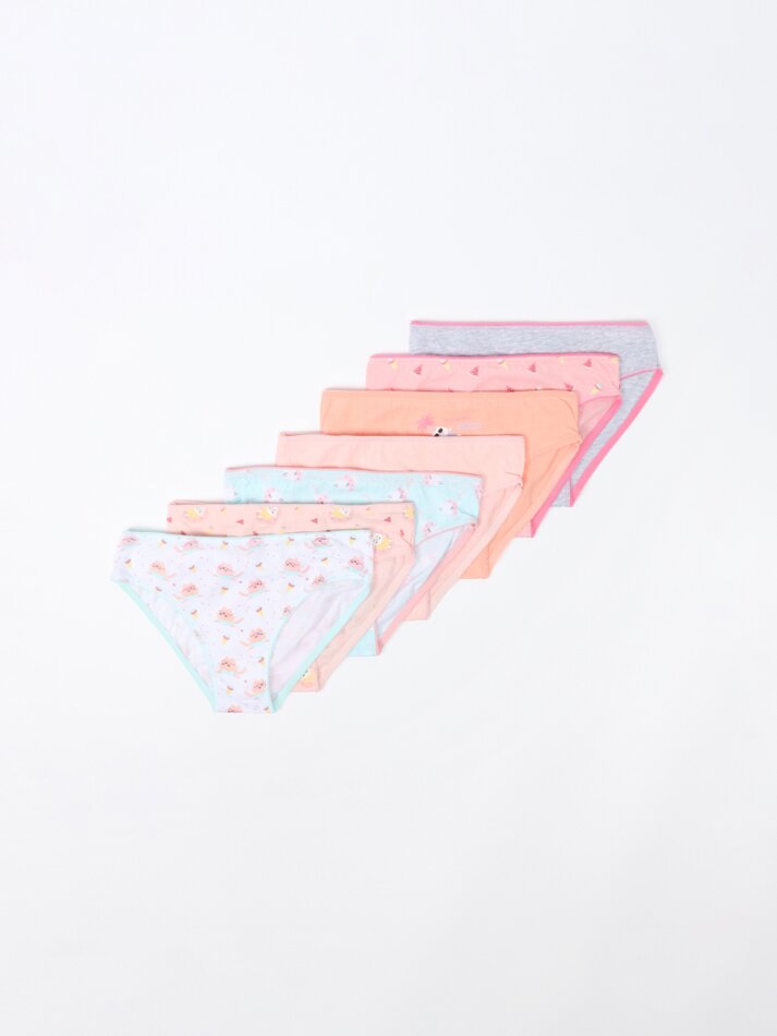 Pacote com 7 calcinhas clássicas estampadas - Cores Variadas
