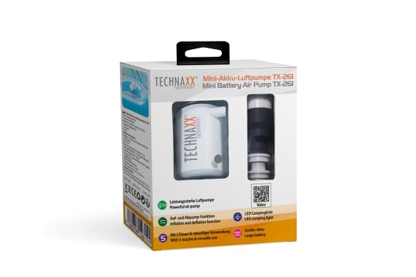 Technaxx TX-261, Gummibåt, 180 l/min, Batteri, 1360 mAh, 1,5 timer, 13,5 W