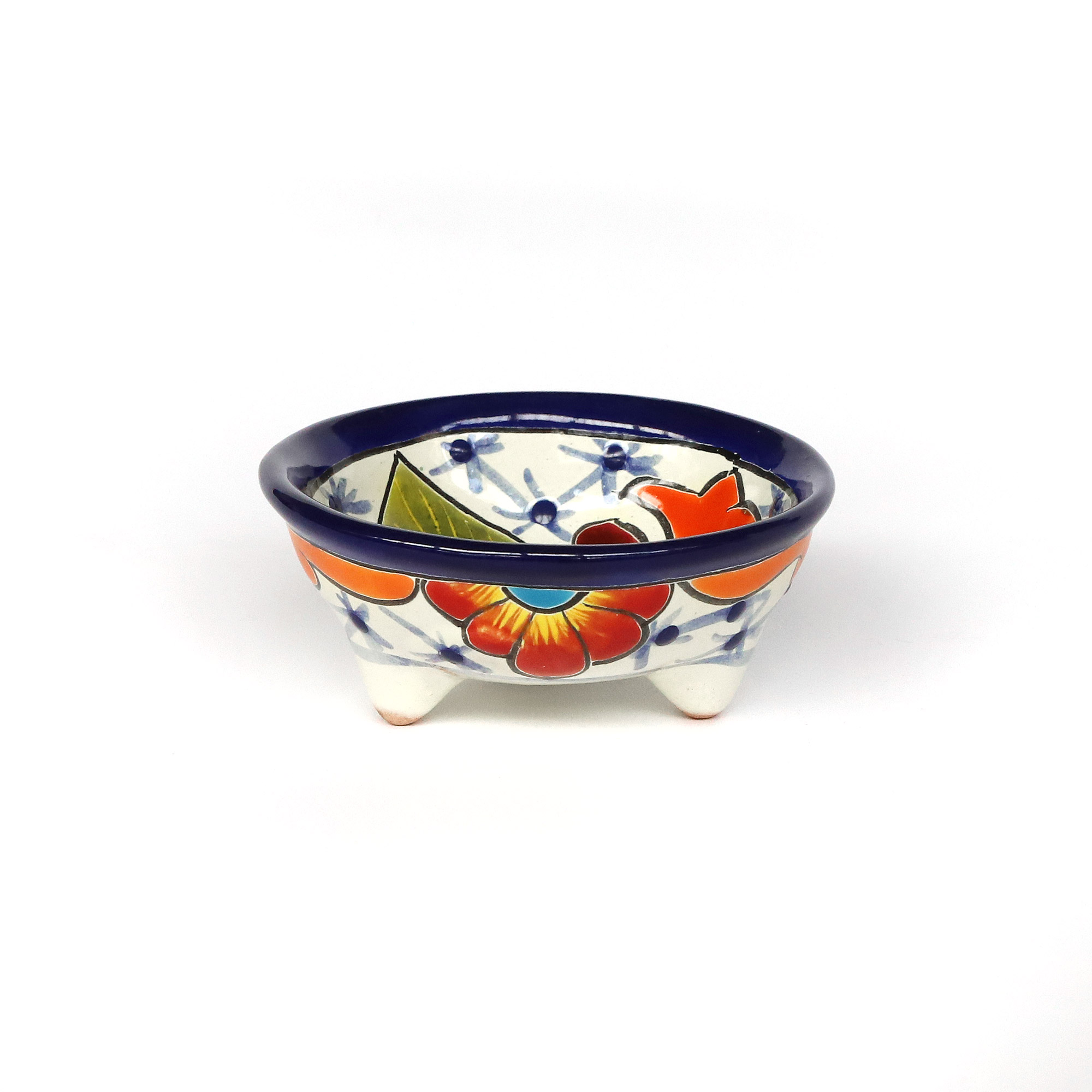 Keramik-Schälchen auf Füßen blau, multicolor, Ø 10 cm, H 5 cm zu 8,00