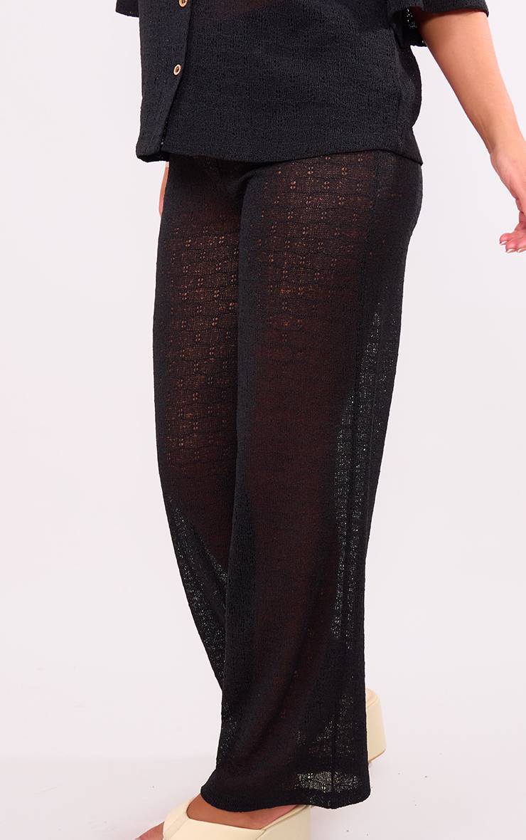 Noir Pantalon Large Texturé