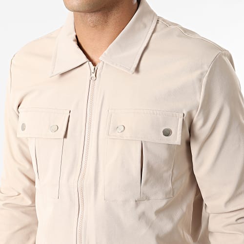Ensemble Veste Zippée Et Pantalon Cargo AB352 Beige Foncé