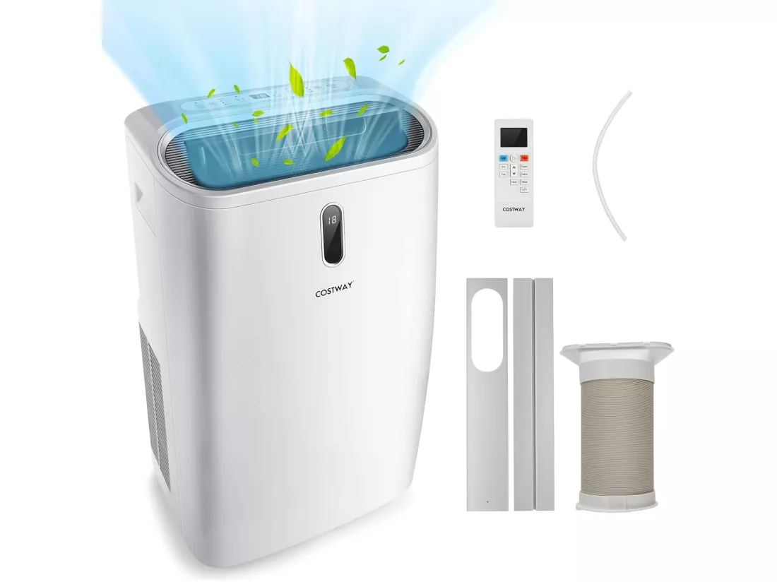 Climatiseur Mobile 5 en 1 R290 16000BTU [Classe énergétique A] Contrôle Télécommande/APP Chauffage Rafraîchissement Déshumidification Ventilateur et Mode Nuit