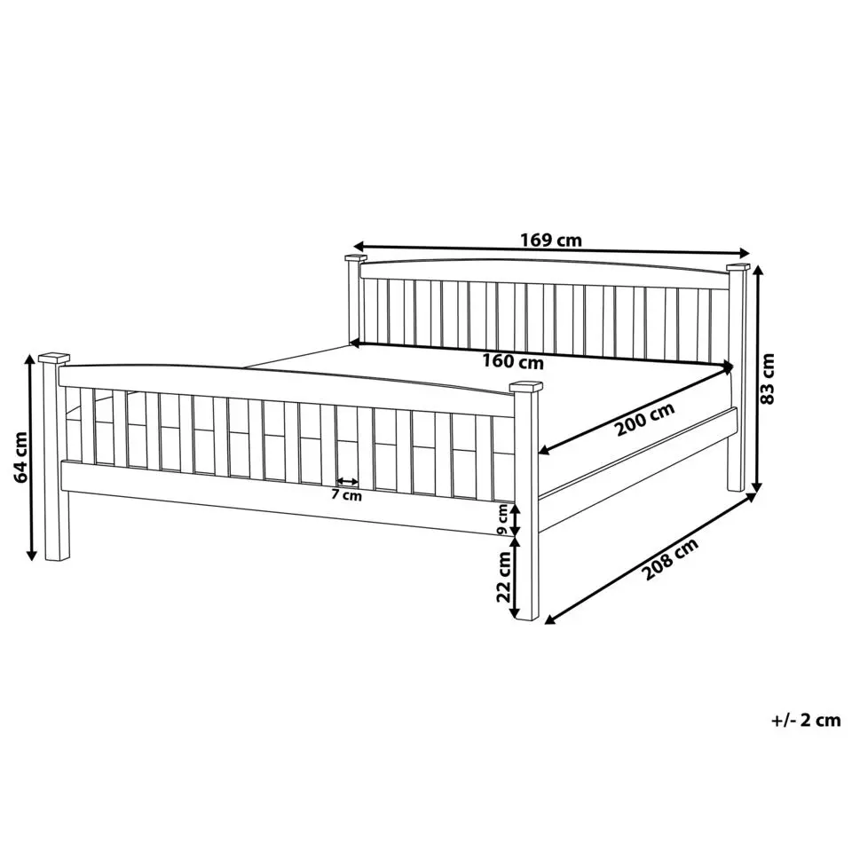 GIVERNY - Bed - Lichthout - 160 x 200 cm - Dennenhout