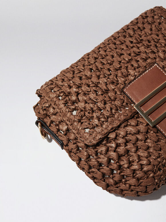 Bolsa de ombro de palha - marrom