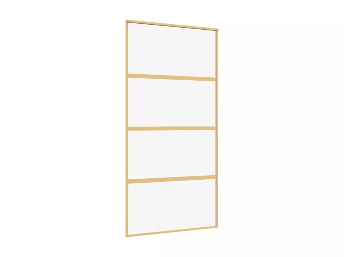 Porte coulissante doré 102,5x205cm verre ESG clair et aluminium