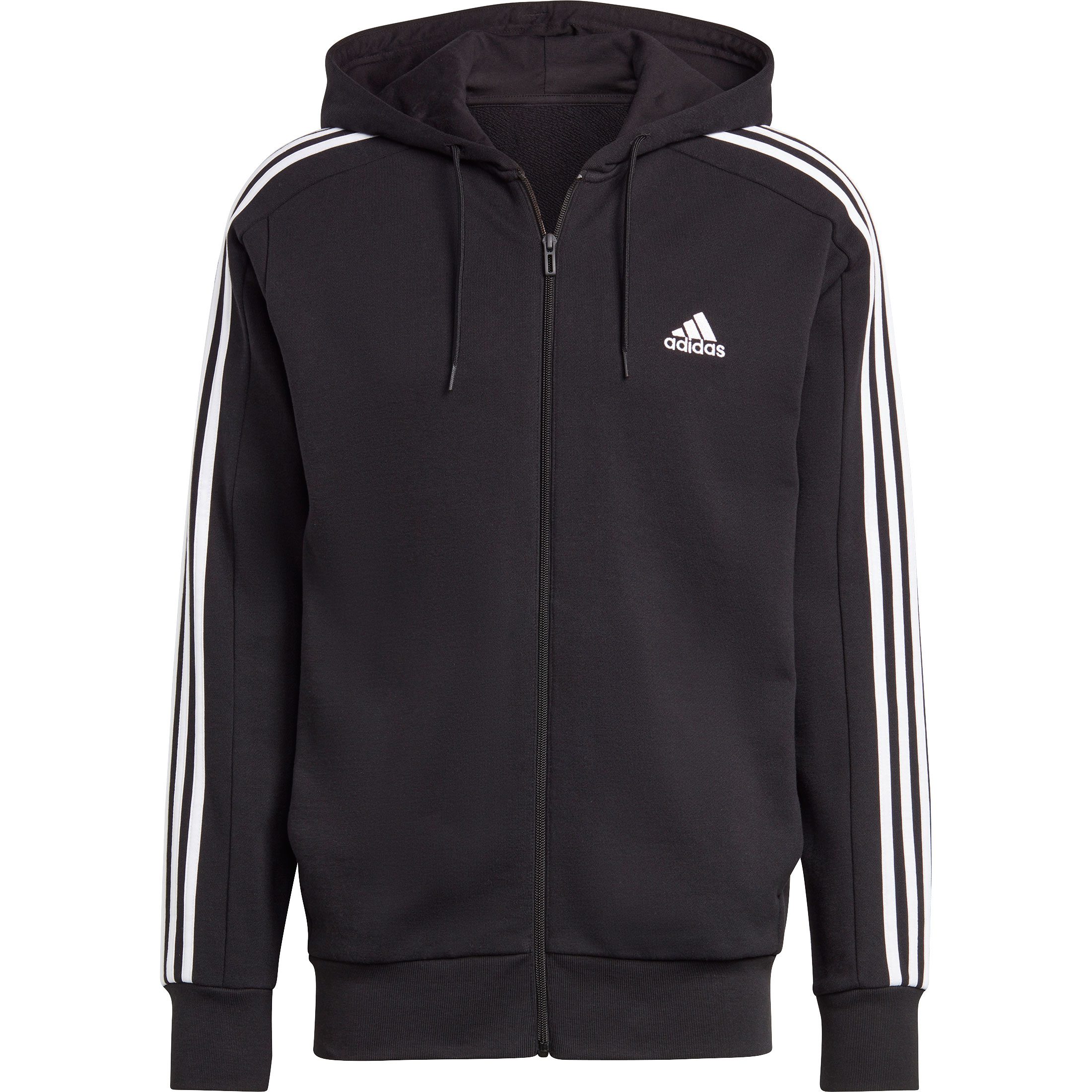 adidas Essentials French Terry 3-Streifen Kapuzenjacke Herren schwarz