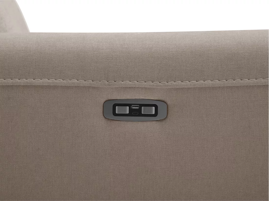 Canapé 3 places et fauteuil relax électrique en tissu beige LORGITA
