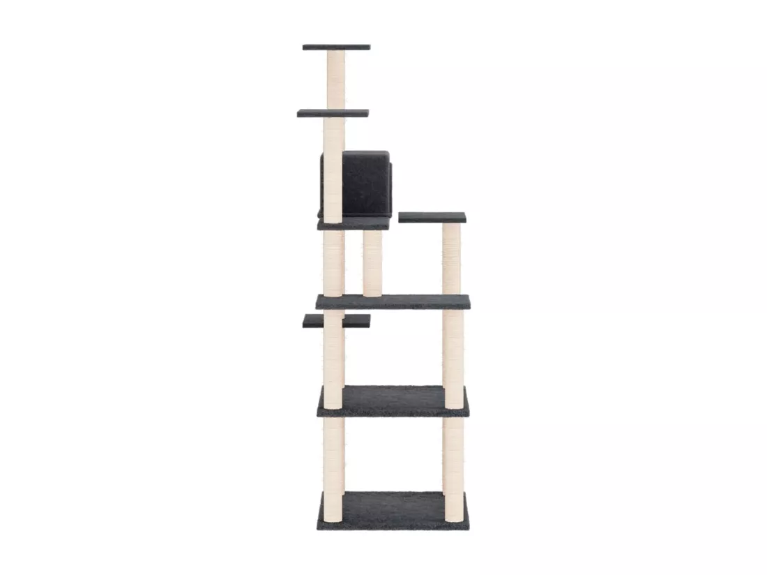 Arbre à chat avec griffoirs en sisal Gris foncé 153 cm