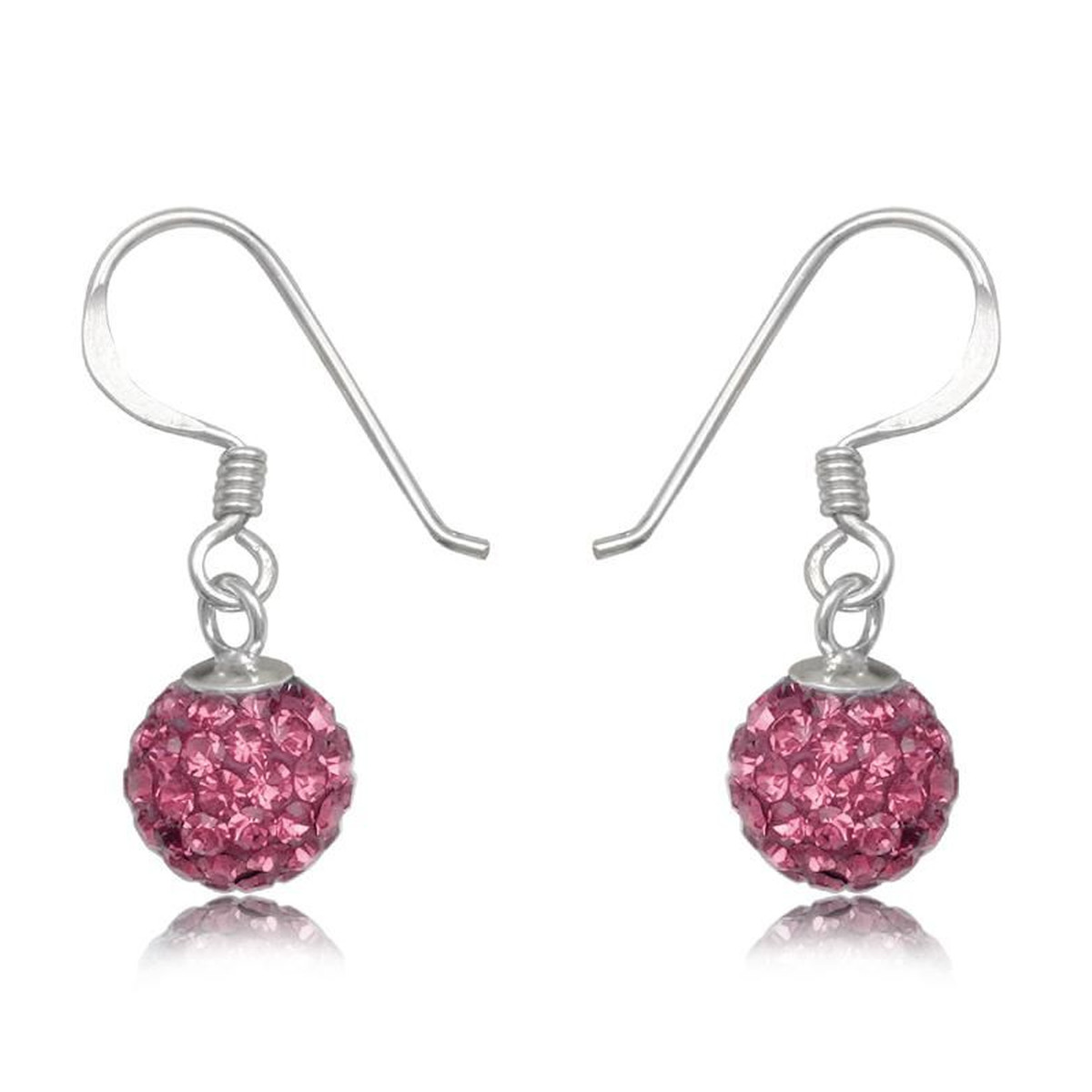 Dormeuses boule 0,6cm et strass rose