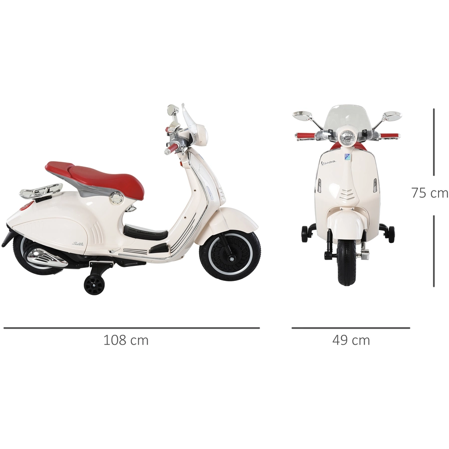 HOMCOM Elektrisches Kindermotorrad als Vespa weiß
