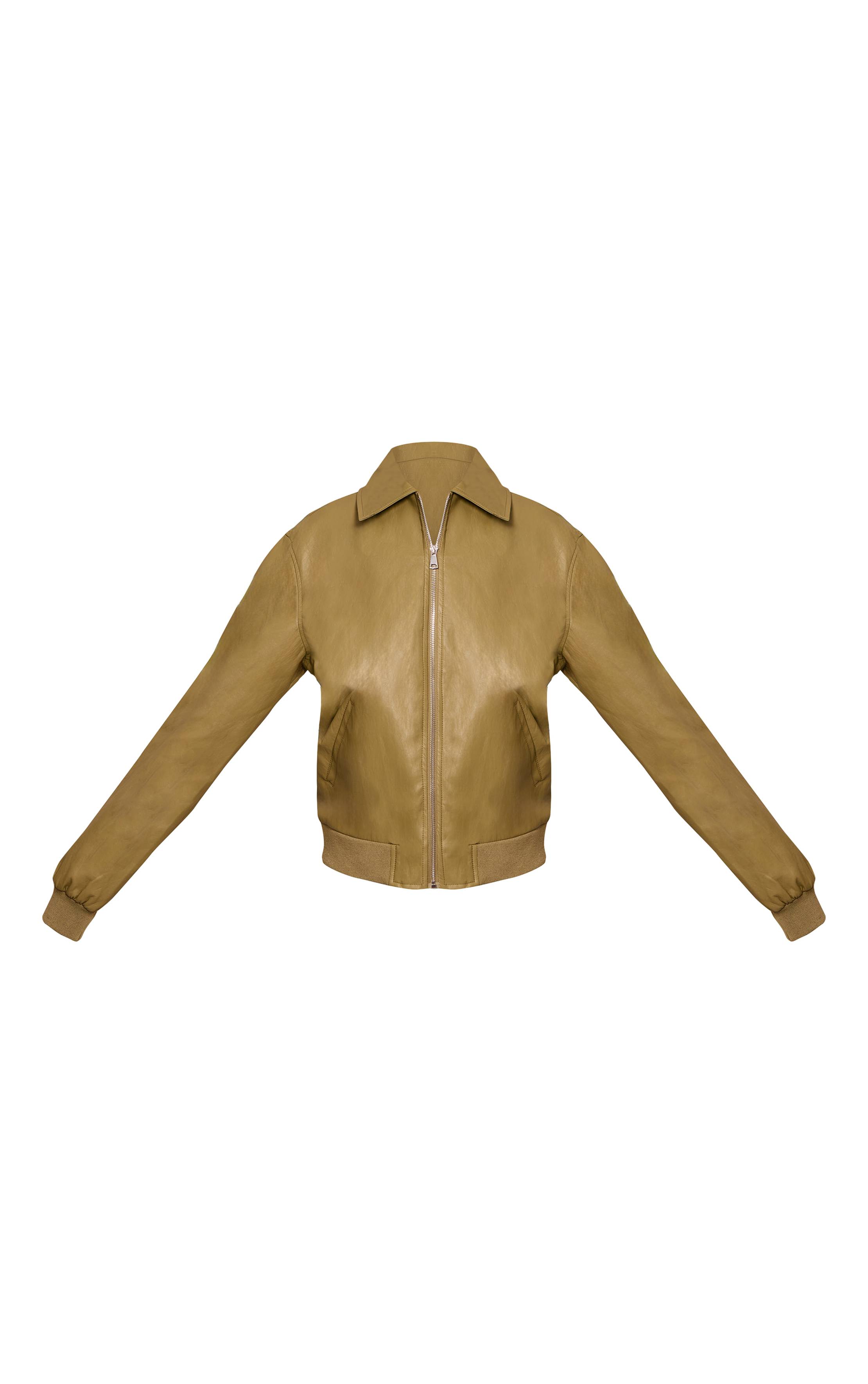 Vert Olive Veste Bomber Grande Taille En Synthétiquecuir