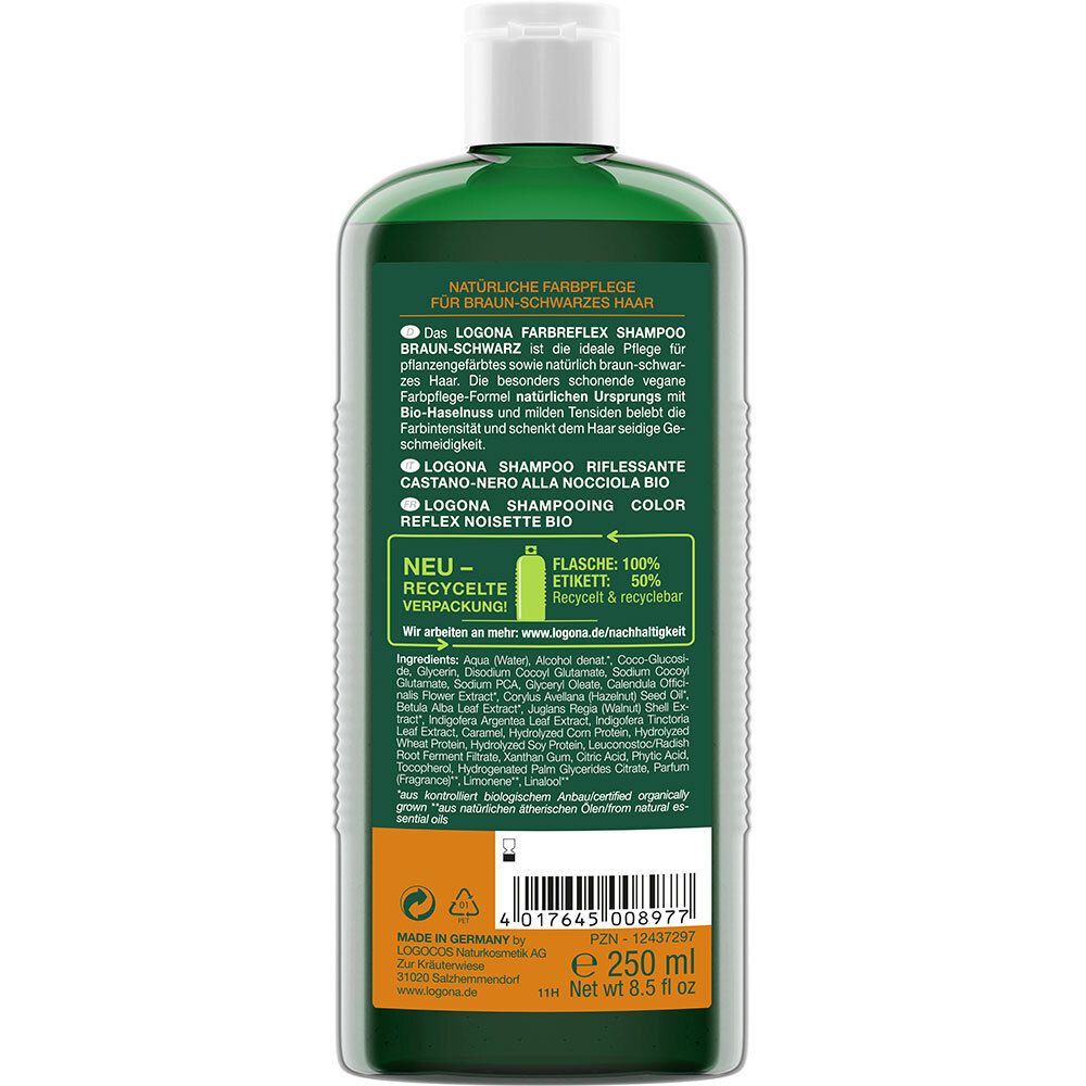 LOGONA FARBREFLEX SHAMPOO BRAUN-SCHWARZ BIO-HASELNUSS