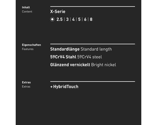 INBUS® 70136 Vouwhouder 6-delig, 2,5–8 mm, met HybridTouch — Gemaakt in Duitsland