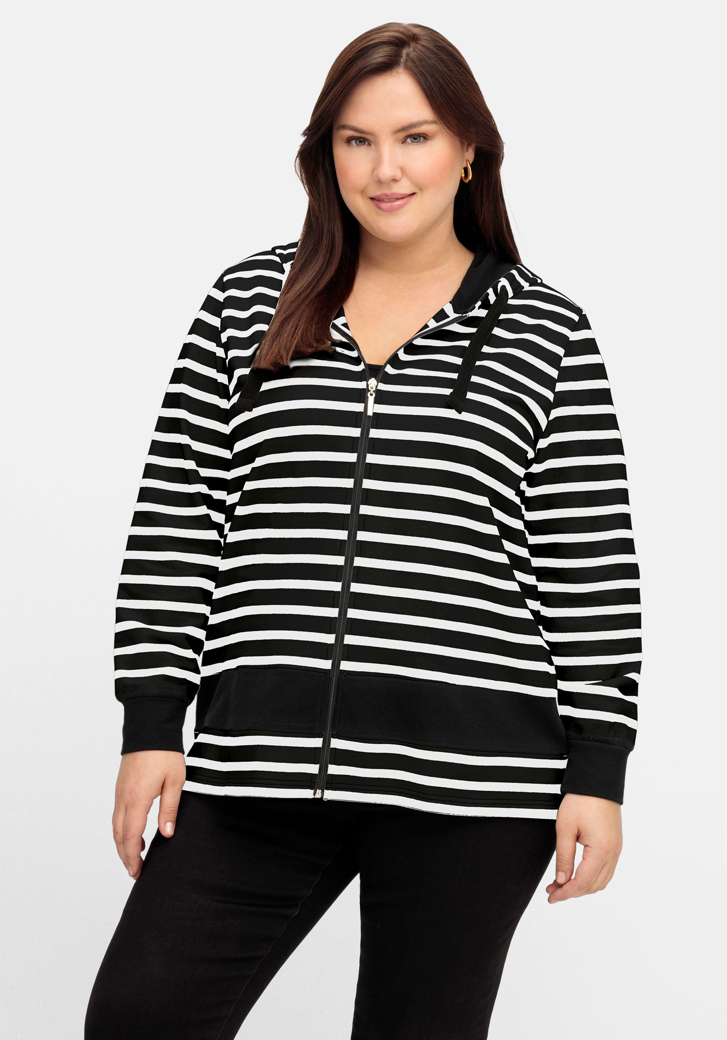 Geringelte Sweatjacke mit Kapuze