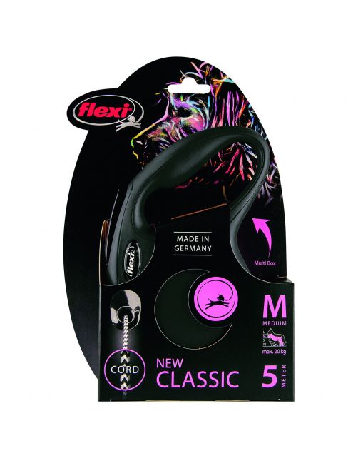 Flexi Rollijn Classic Koord M Zwart - Hondenriem