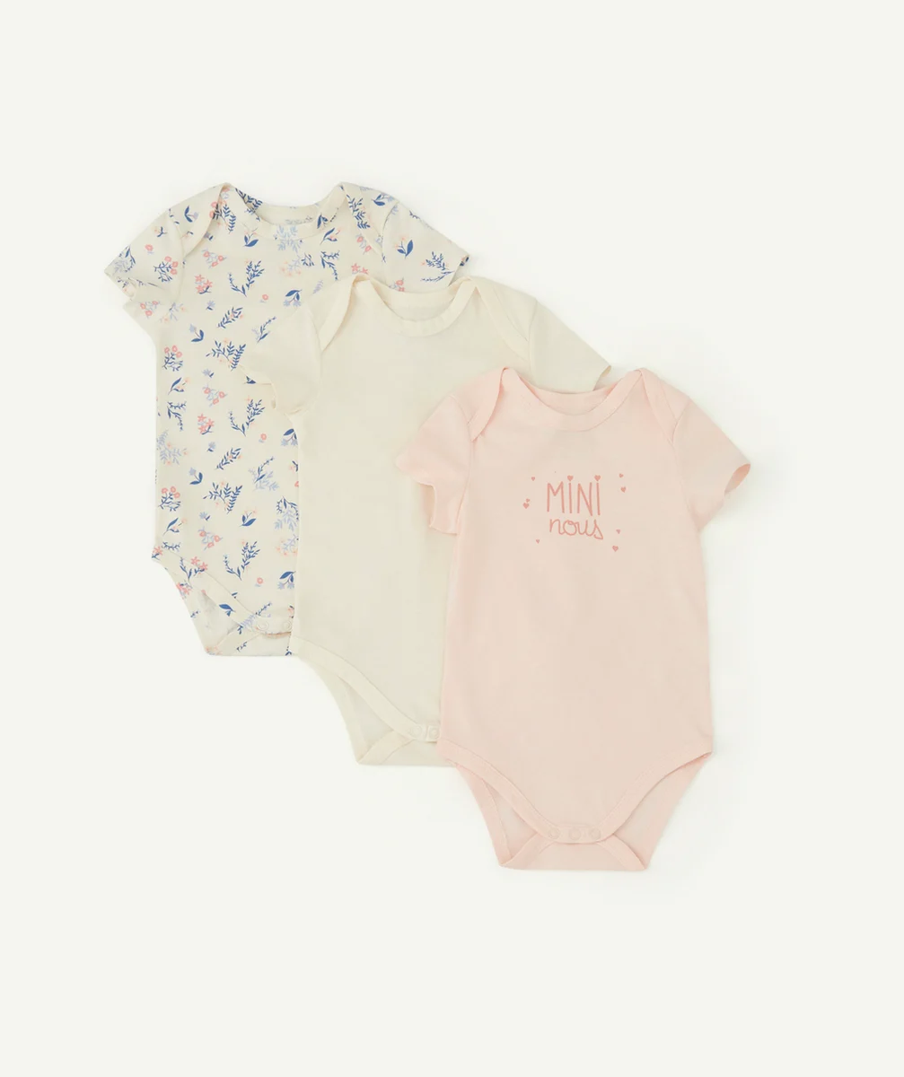 LOT DE 3 BODIES MINI NOUS EN COTON BIO BÉBÉ