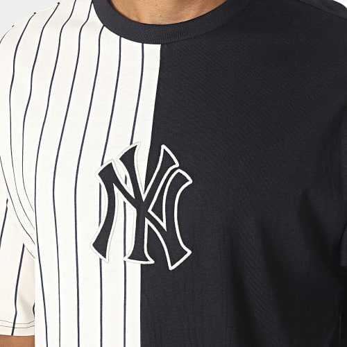 Tee Shirt MLB Half Striped New York Yankees 60416312 Beige Noir