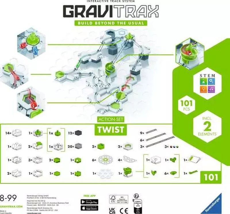 Ravensburger - Gravitrax - Startset Twist - 101 Stuks - Knikkerbaan - Creatief Constructiespel
