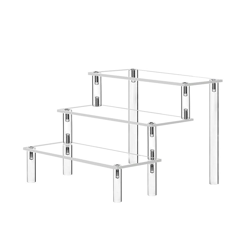 (15x30cm) Acryl Ständer Deko Halterung Display Regal Treppe mit 3 Stufen für Candy Bar / Kuchen Buffet / Sammlerstücke - Transparent