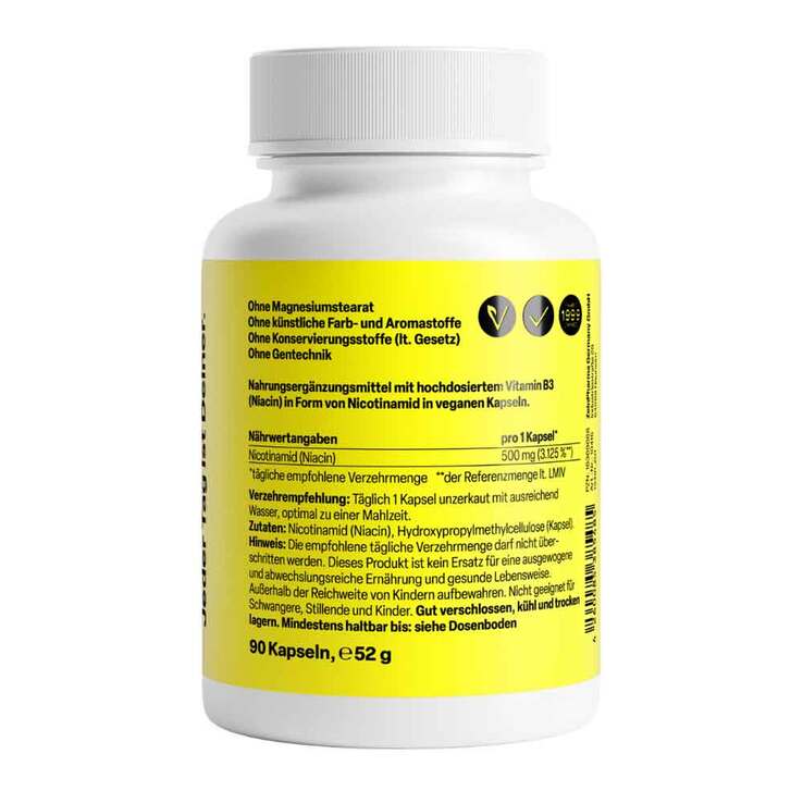 Vitamin B3 Forte Niacin 500 mg Kapseln, 90 St
