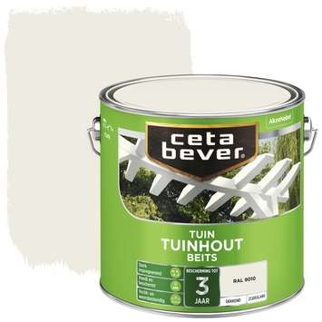 CetaBever Tuinhoutbeits zijdeglans dekkend RAL 9010 gebroken wit 2,5 liter