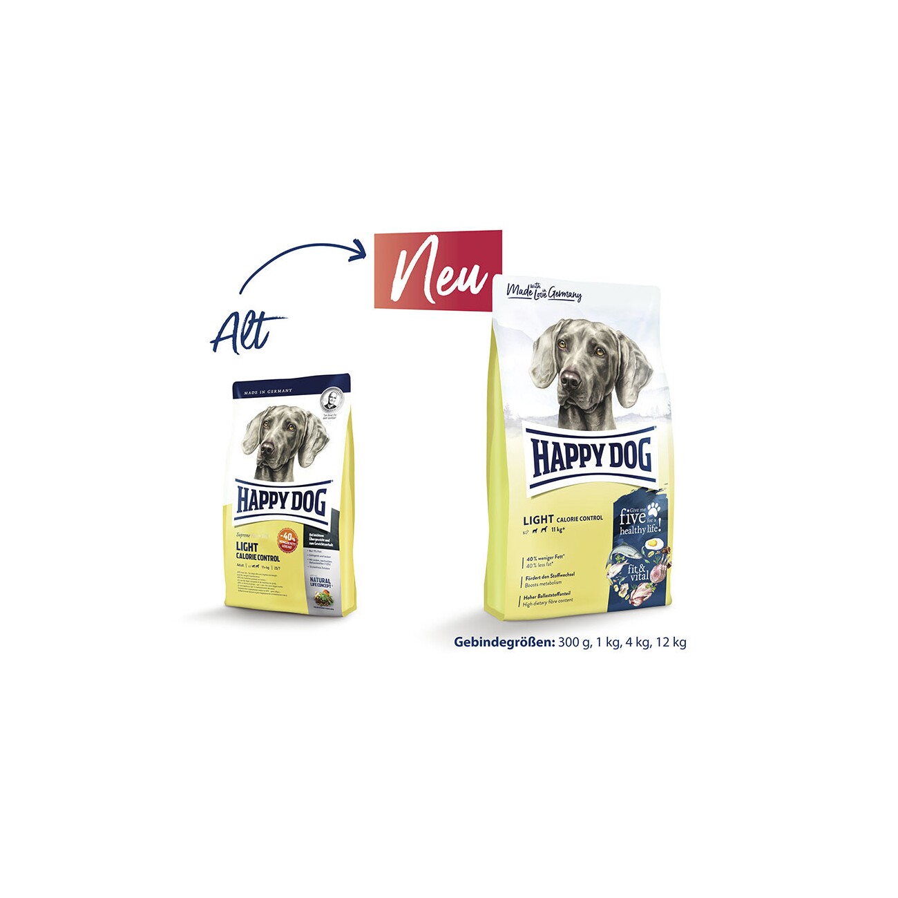 HAPPY DOG fit & vital Trockenfutter Hund Adult, Light Calorie Control 4 kg