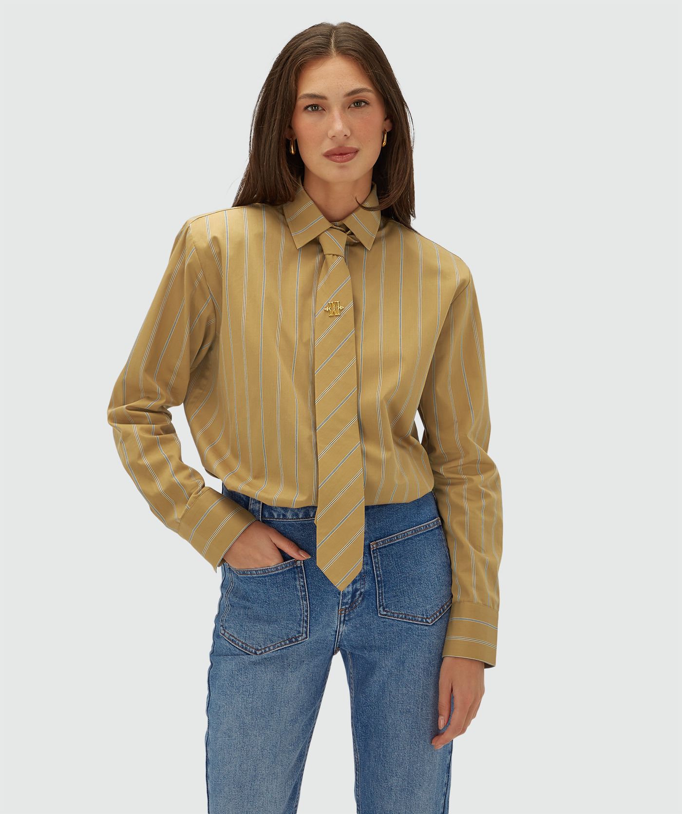 JV-ERICA stropdas met strepen - camel stripe