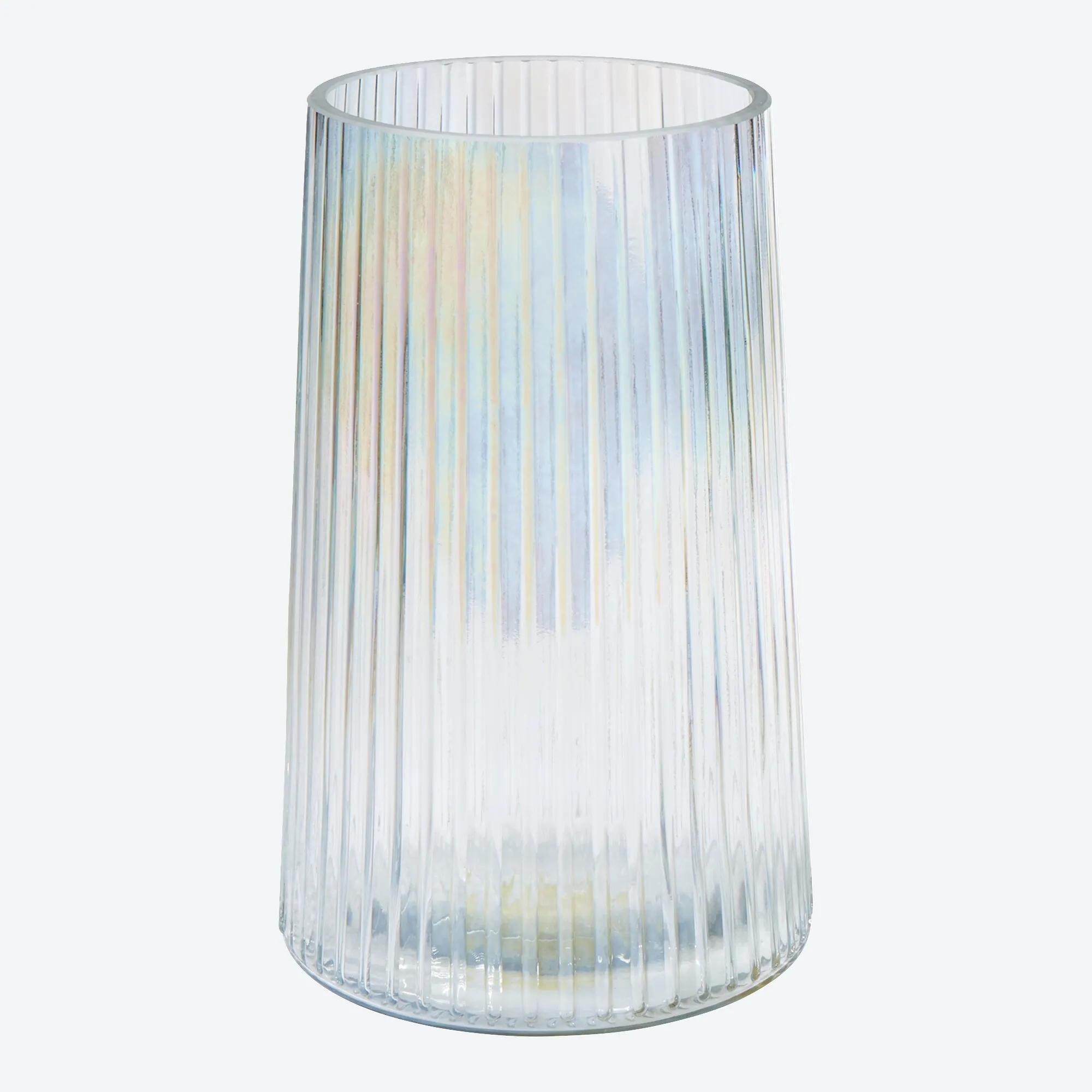 Glas-Vase mit Rillen, Ø ca. 13x20cm