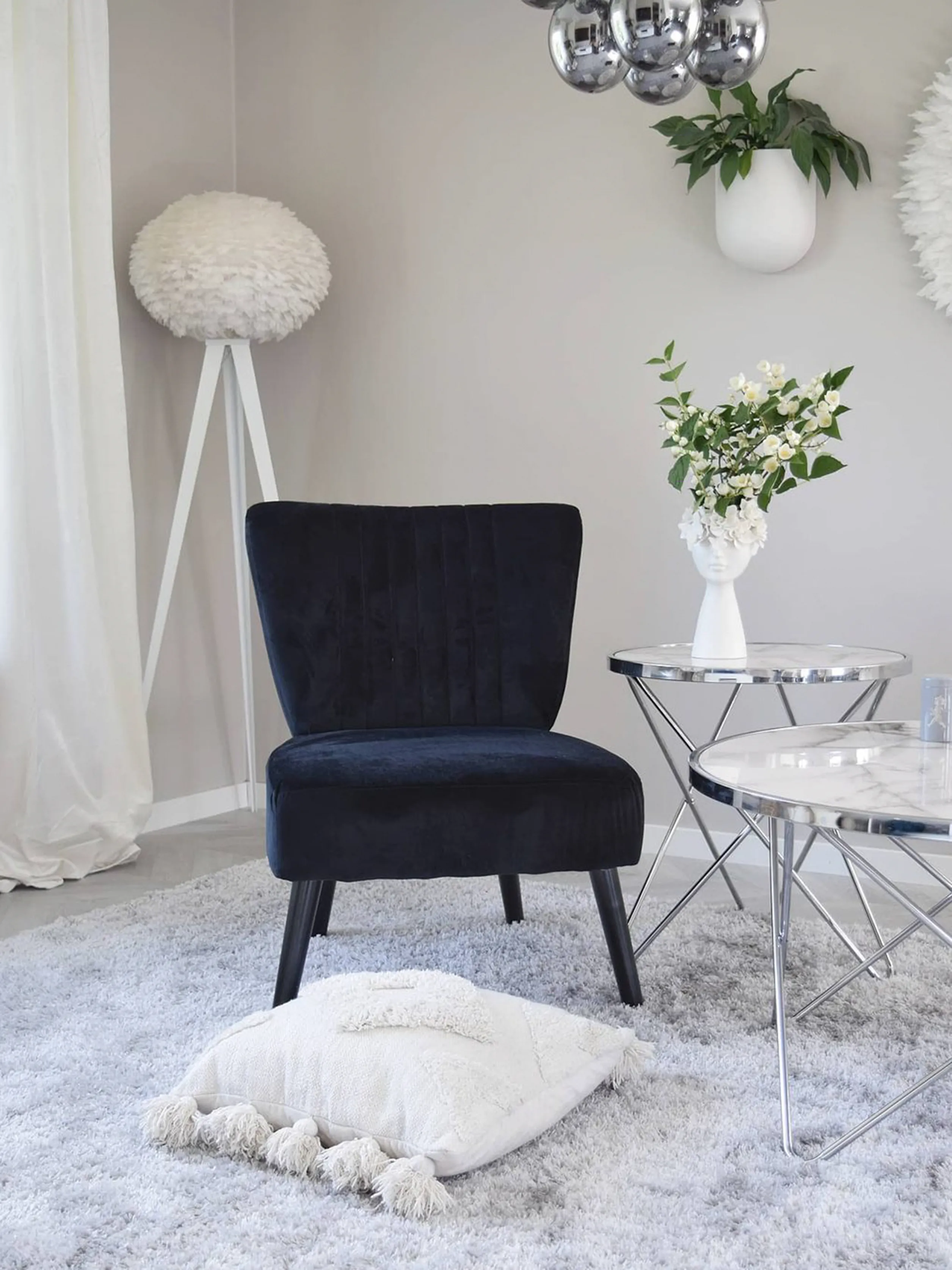 Fauteuil VAASA Fluweel Zwart