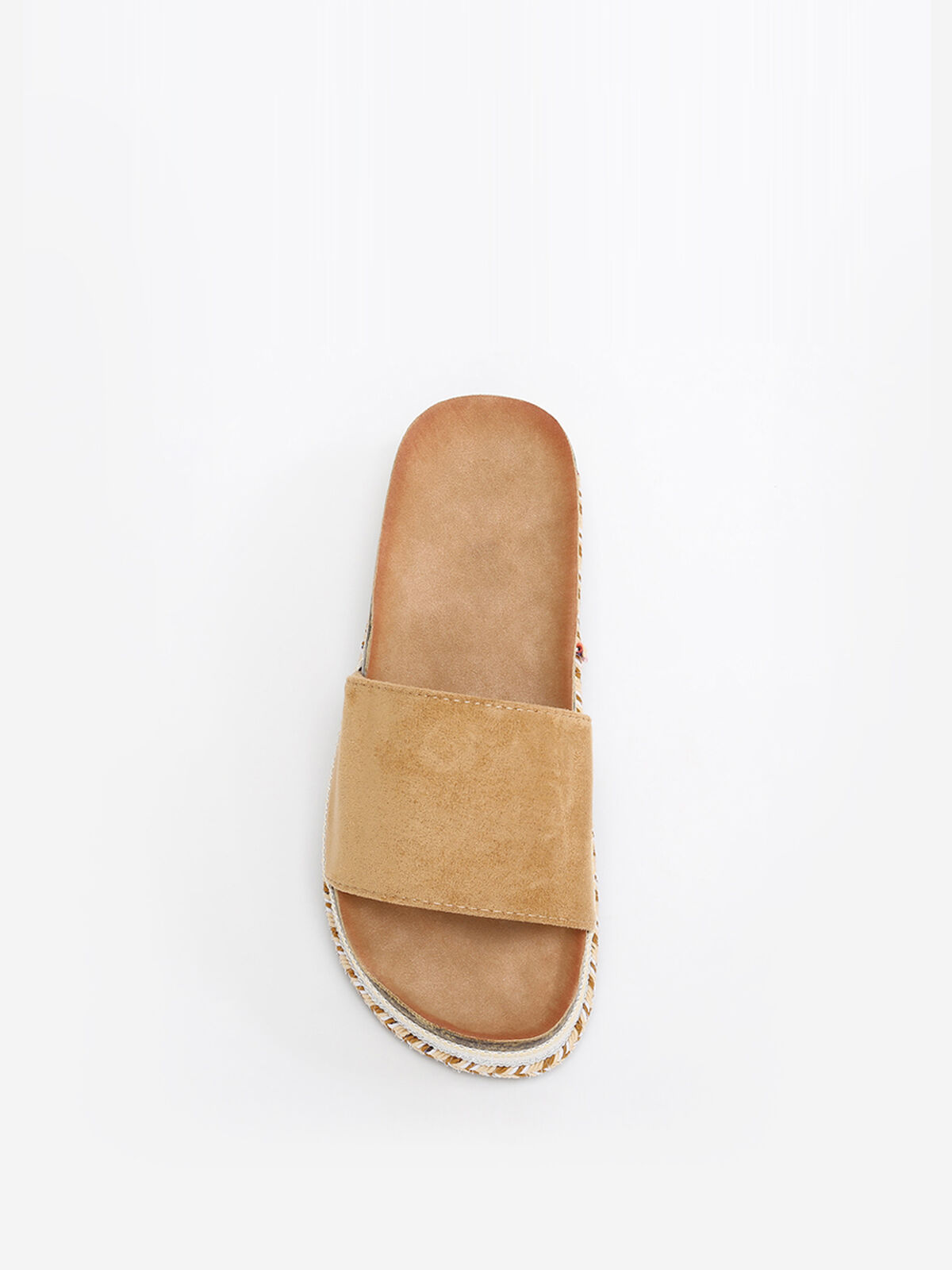 Mules en suédine à plateforme ethnique- Camel
