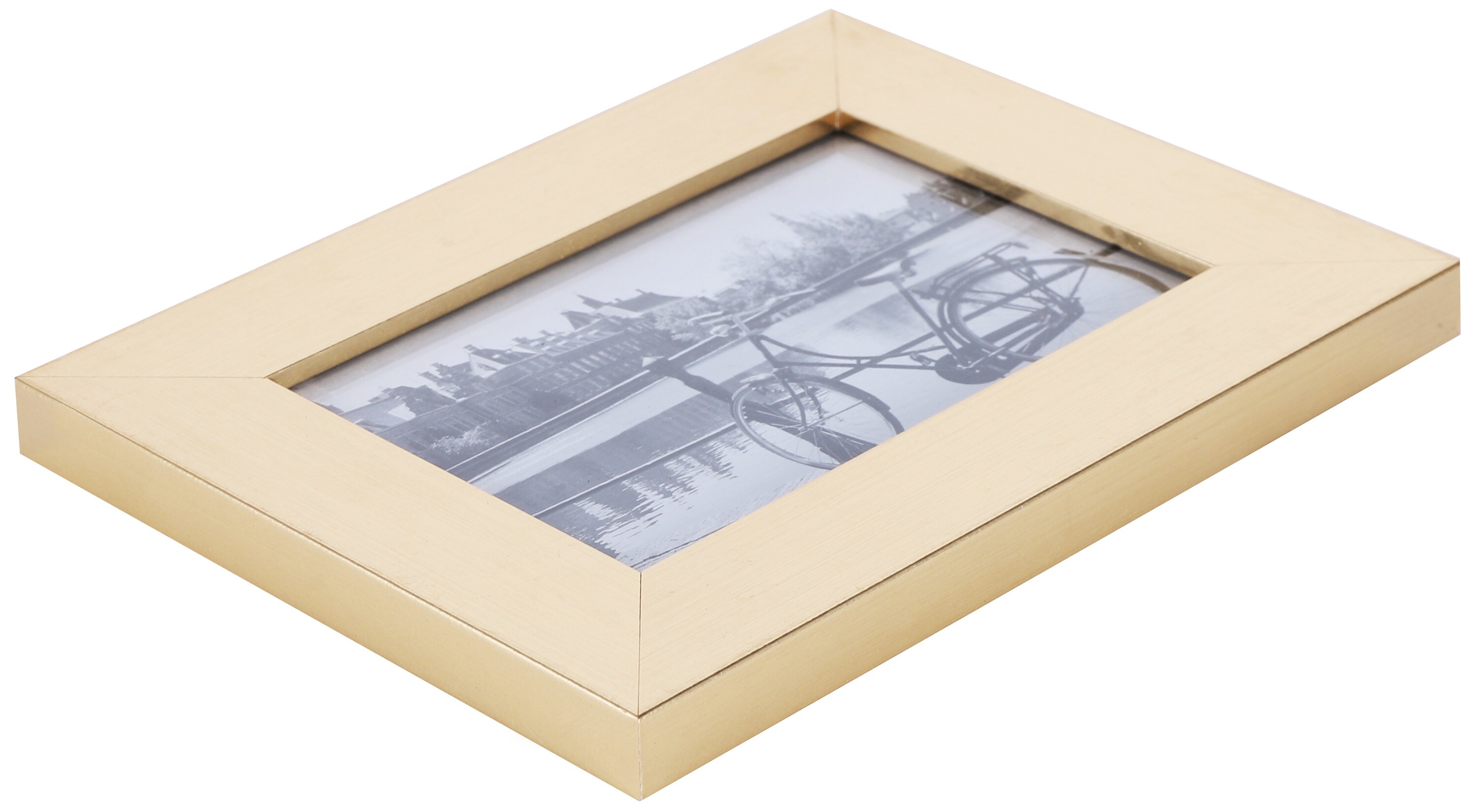 Ecosa Bilderrahmen 10x15cm Echtglas MDF Wandhalterung goldfarben