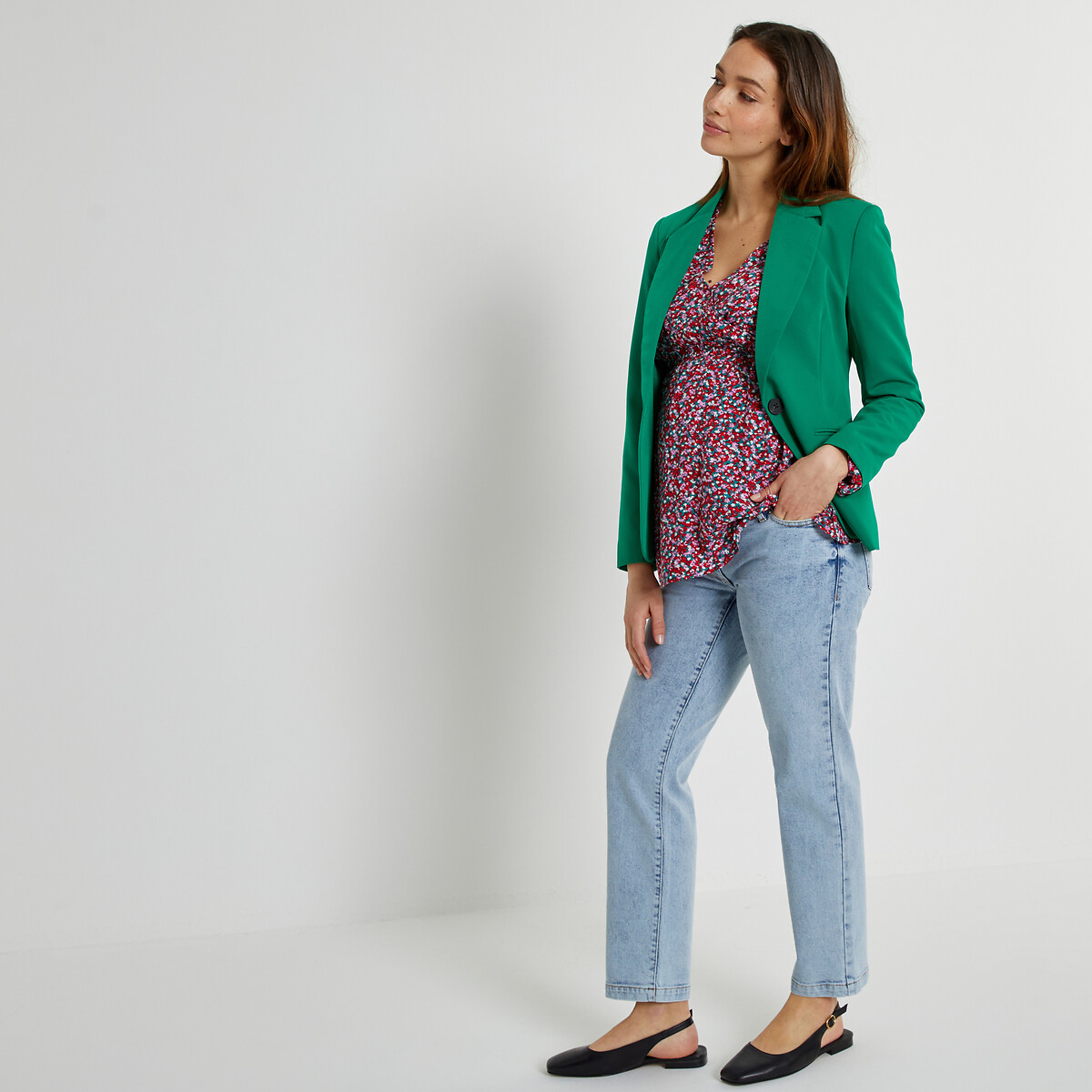 COLEÇÕES LA REDOUTE<br>Jeans de maternidade retos, cai-cai alto
