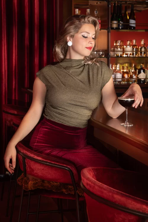 Vintage Chic for Topvintage Iris mouwloze glitter top in goud