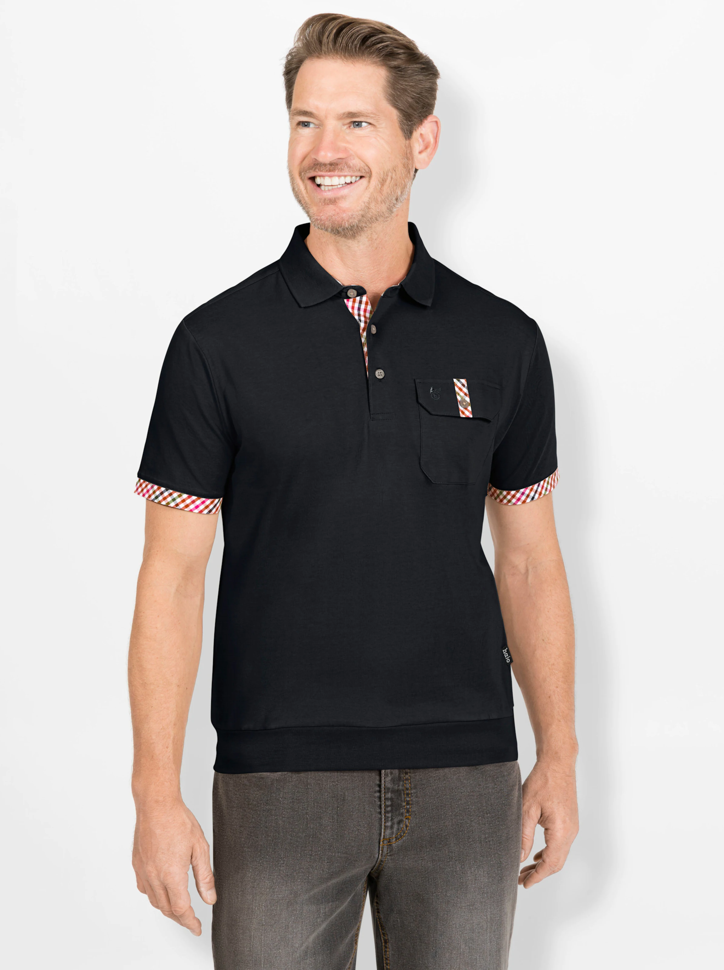 Hajo Kurzarm-Poloshirt in marine