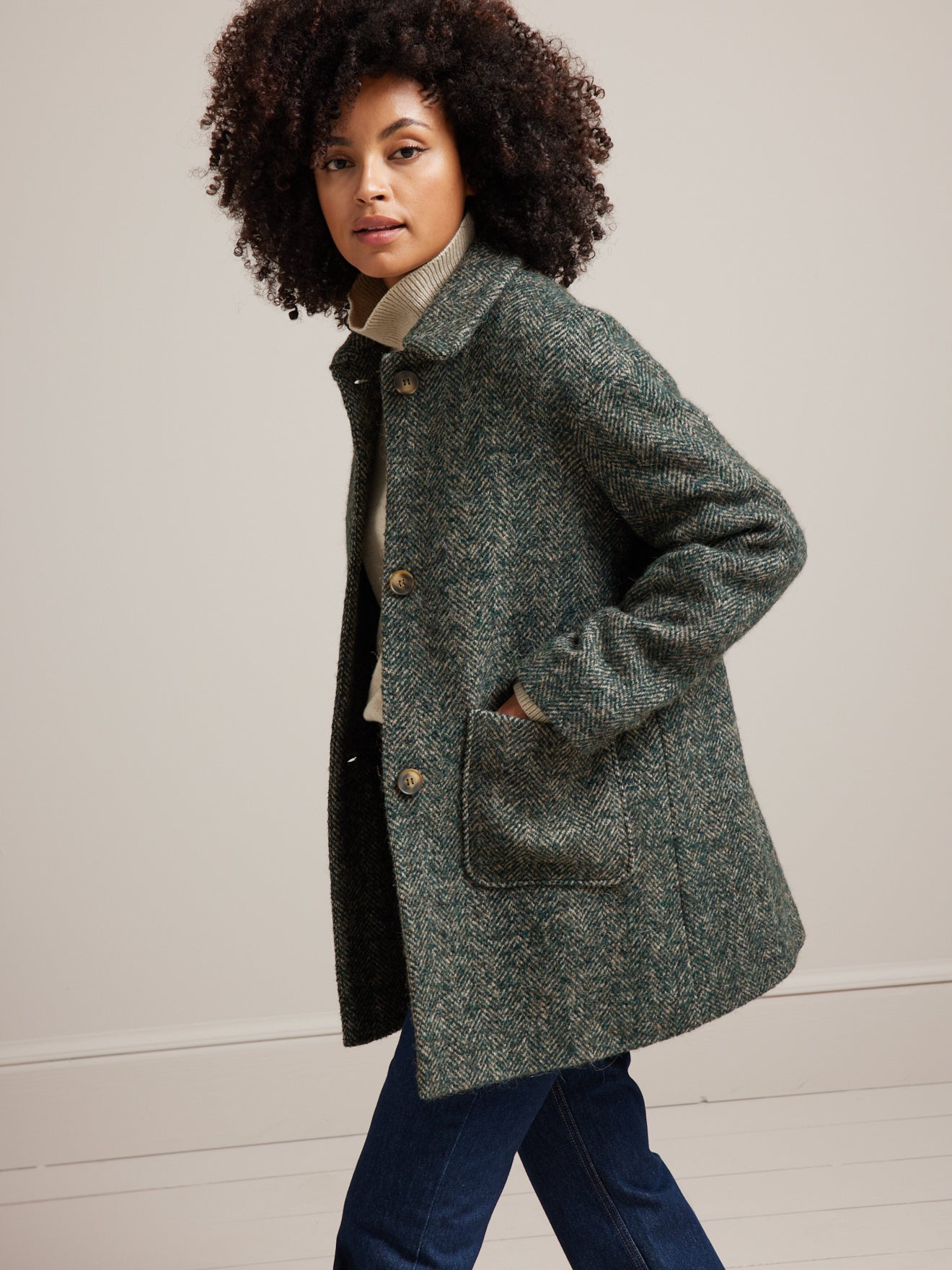 Manteau oeuf lainage chevrons femme