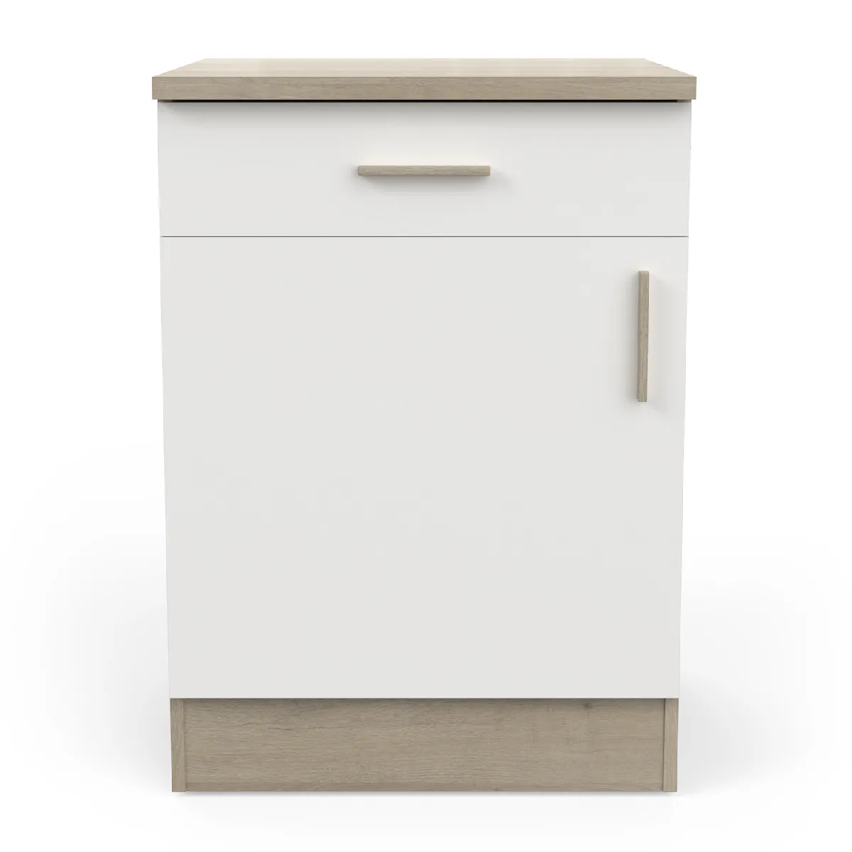 pegane Meuble bas cuisine 1 porte 1 tiroir - Chêne