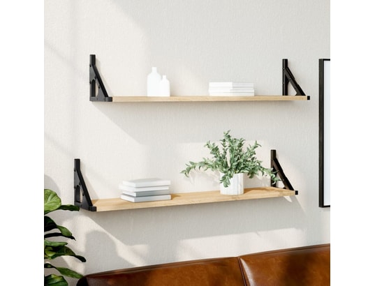 VIDAXL - Etagère murale étagères murales 2pcs chêne sonoma 80x15x15,5cm bois ingénie...