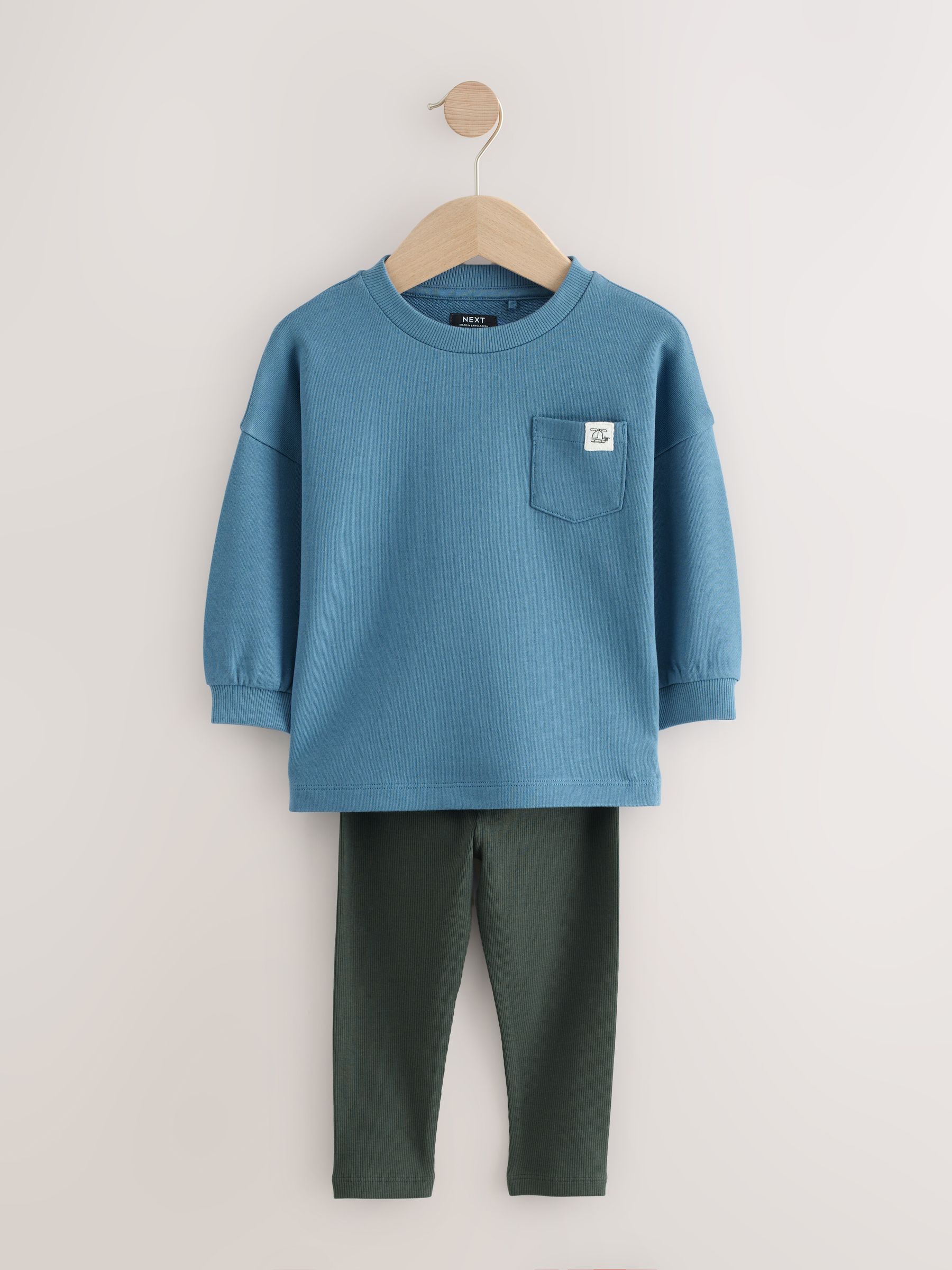 Blauw - Set met top met lange mouwen en legging (3 mnd-7 jr)
