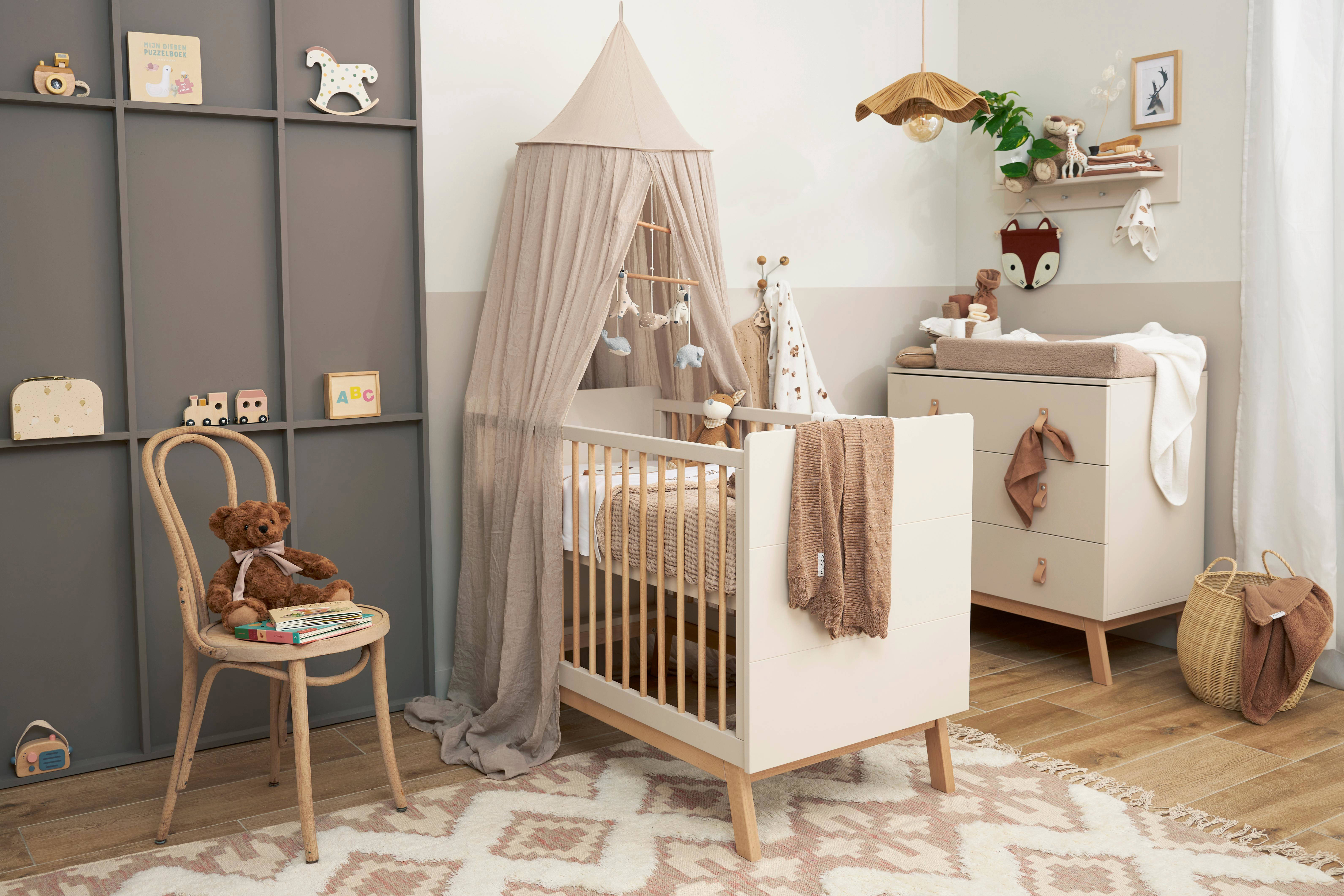 Meyco baby ledikantlaken Hello World taupe