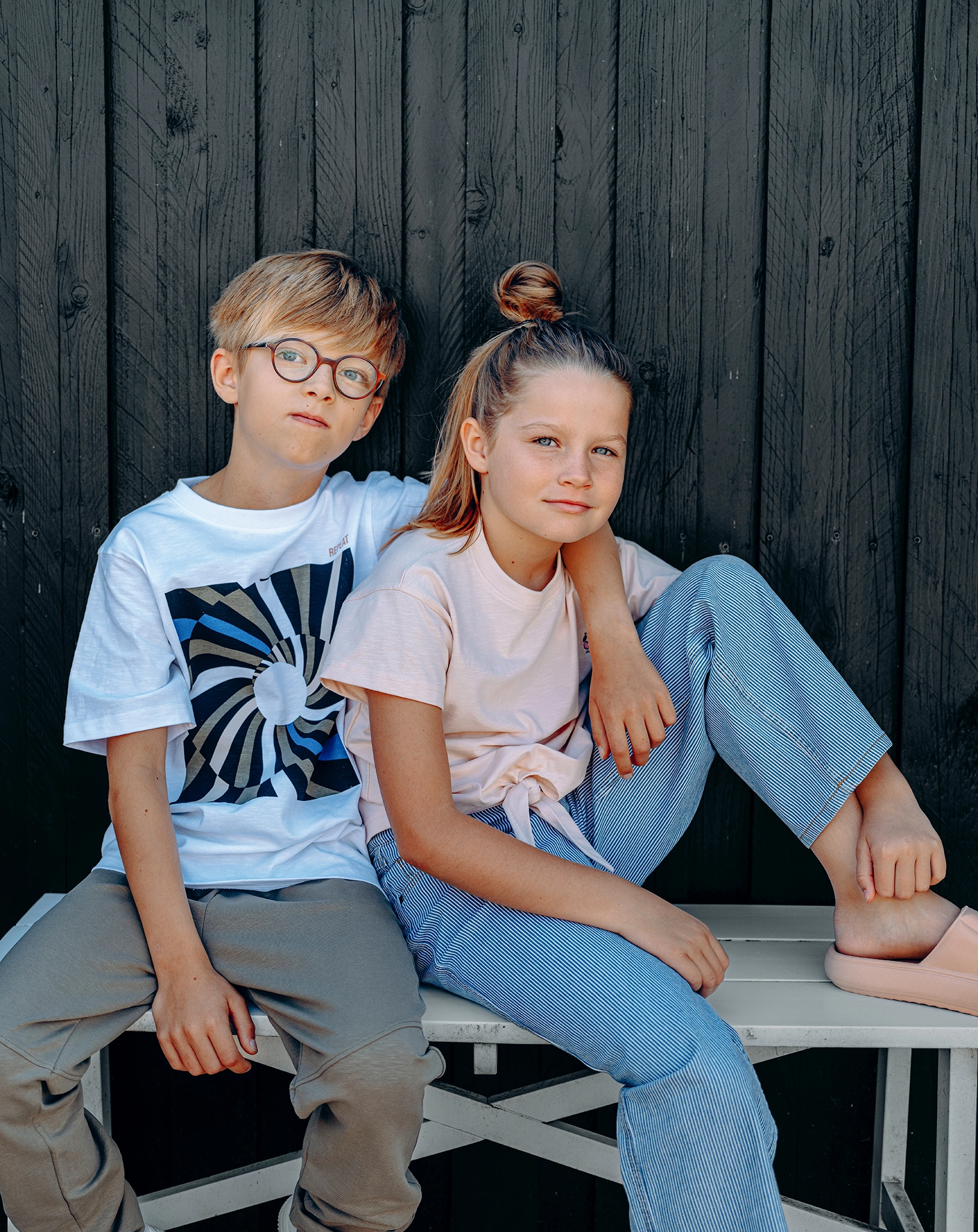 Jeanshose JAEL gestreift in blau