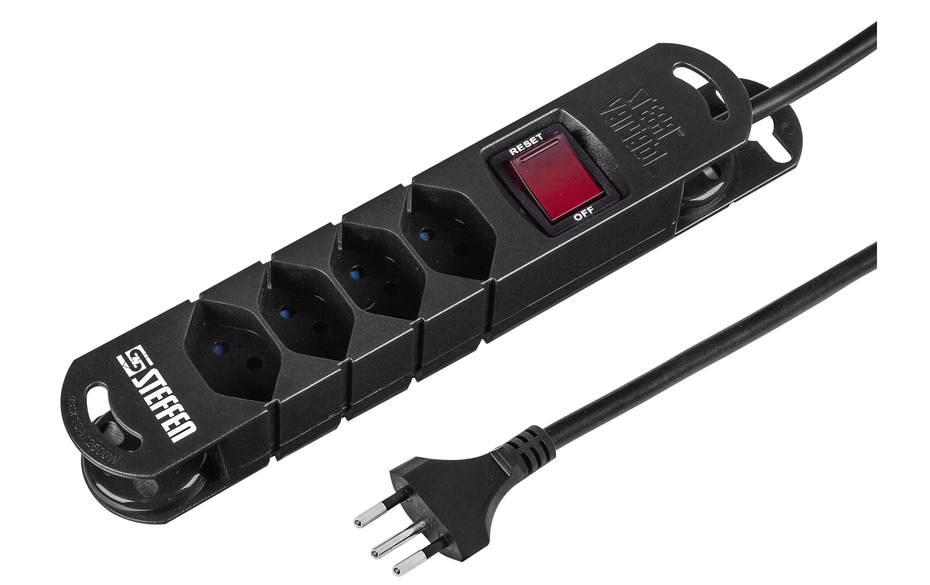 Steckdosenleiste STEBA VARIABL 4x T13 3 mSteckdosenleiste, Schwarz