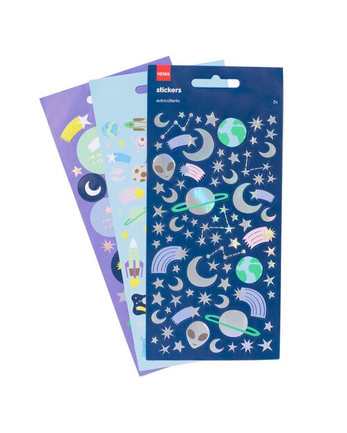 3 feuilles d’autocollants étoiles 19x10
