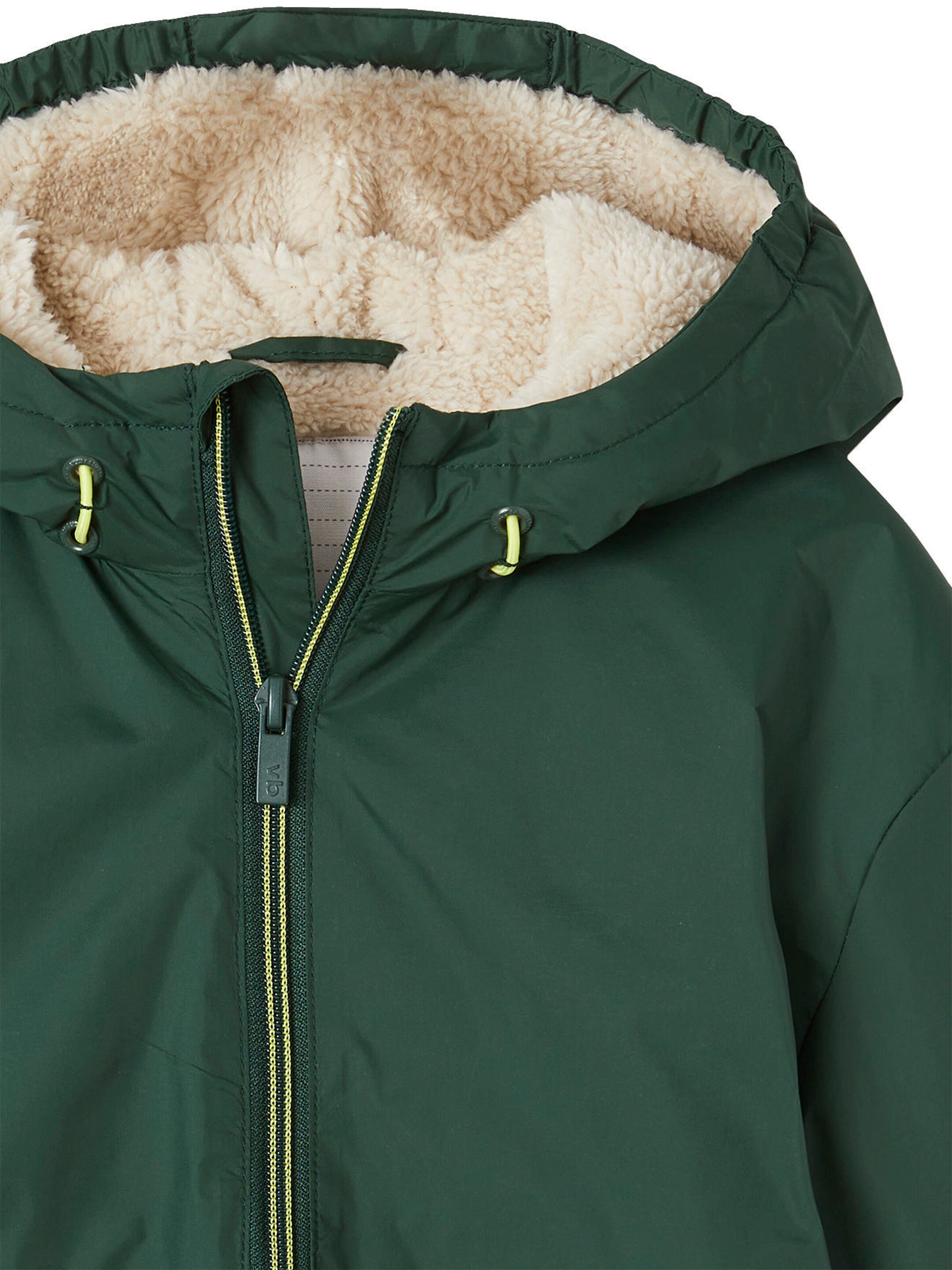 Vertbaudet Jungen Anorak mit Teddyfleece-Futter khaki
