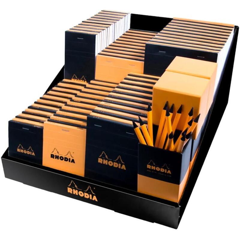 Présentoir Basics «prêt à vendre» 36x46x20 cm O&B 120 blocs petits carreaux 5x5 + 75 crayons - Noir