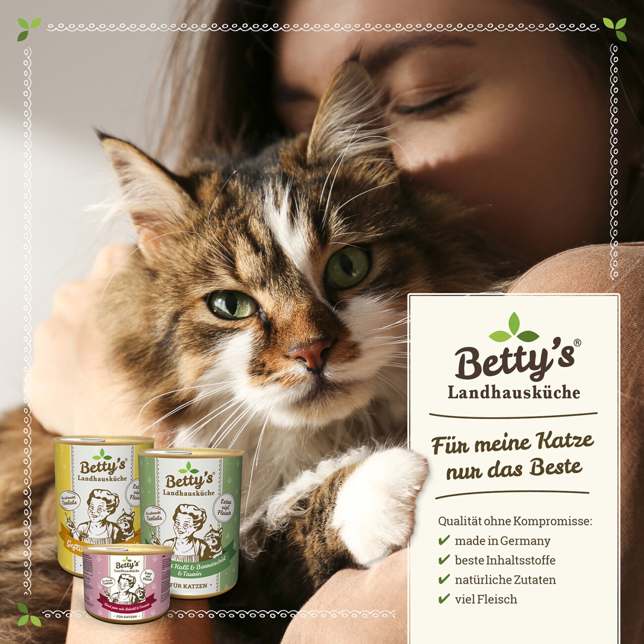 Betty's Landhausküche Frischebeutel Huhn mit Lachs 12 x 100g für Katze